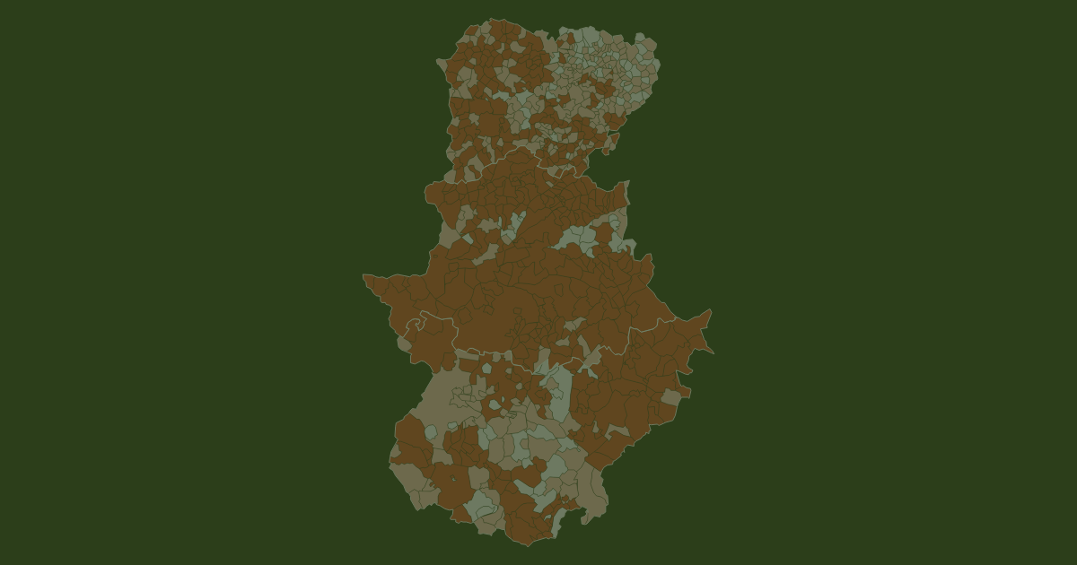 Mapa de los municipios de C&aacute;ceres, Badajoz y Salamanca seg&uacute;n la zona de rad&oacute;n